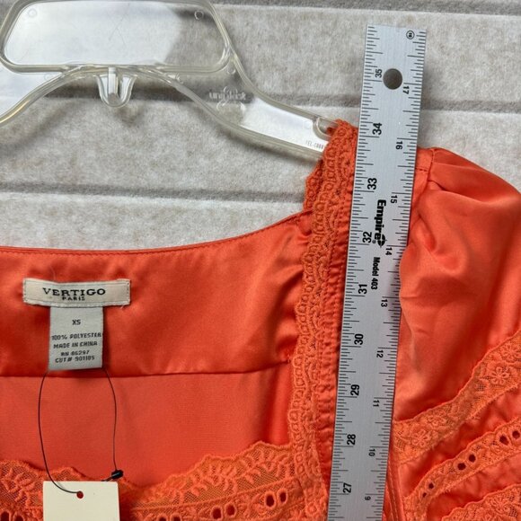 Women’s XS Orange Lace Sleeve Pencil Cocktail Party Dress NWT Square Neck - Picture 8 of 10